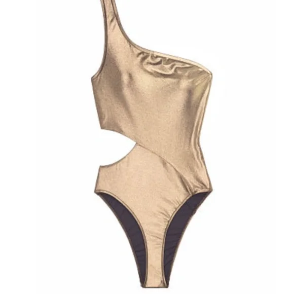 🚫SOLD🚫 VICTORIA'S SECRET Metallic One Shoulder One Piece Swimsuit - Picture 3 of 3
